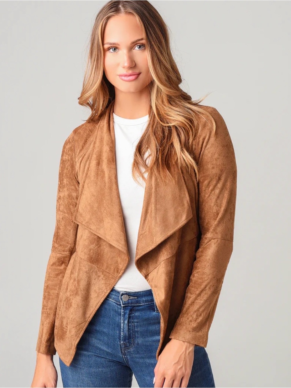 BB Dakota faux suede jacket Wade open front jacket Size XS Boho Bohemian Vegan